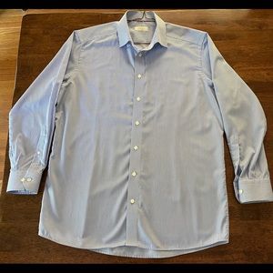 Eton Contemporary Mens Dress Shirt Size 17 43 EU Blue Stripe Cotton Excl Cond